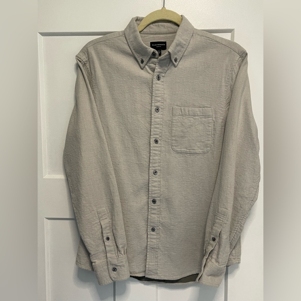 Club Monaco Textured light Grey Button-Down Shirt